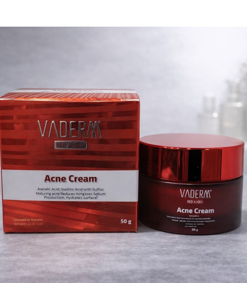 VADERM Red Algae Acne Cream 50g – Advanced Blemish Control with Azelaic Acid, Salicylic Acid & Sulfur - Image 1